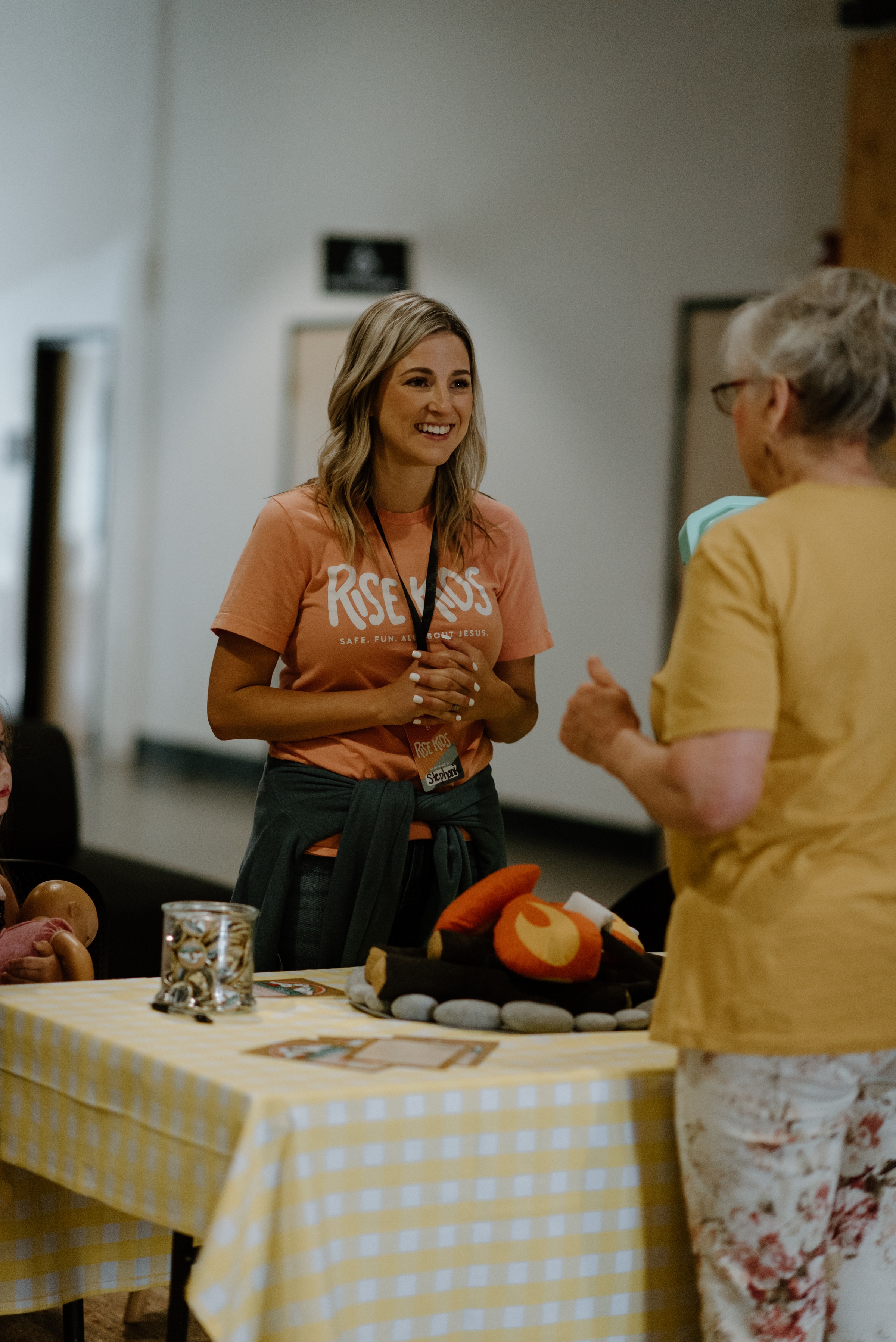Steph Tjaden welcoming a member of the Rise community
