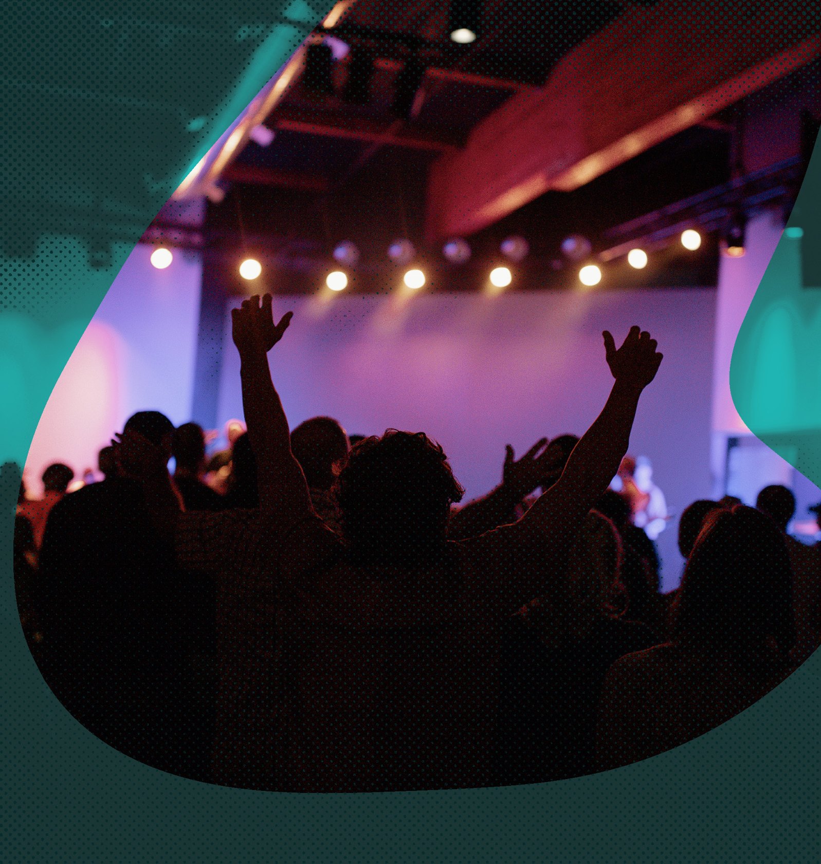 Hands lifted during a Rise gathering